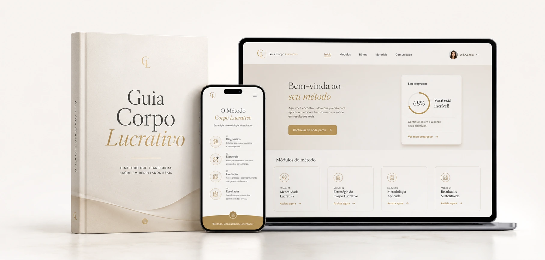 Mockup do Guia Corpo Lucrativo